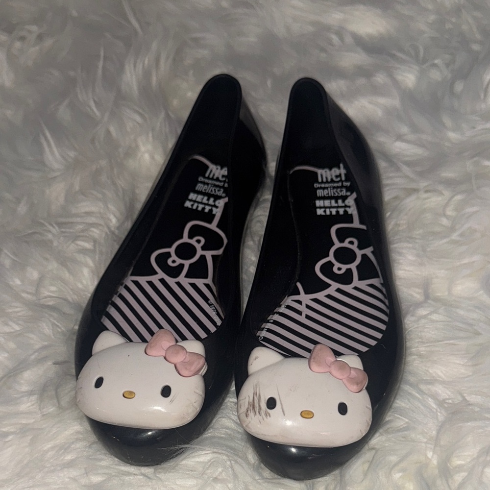 Melissa Hello Kitty Black Flats with Pink Accents